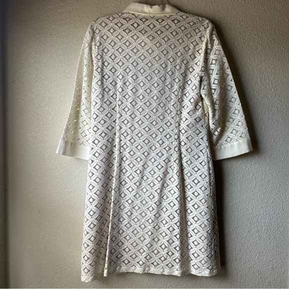 Jessica Howard Off-White Lace Button-Up Dress with Collar - Picture 7 of 8